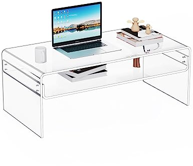 solaround Mesa de Centro de Acrílico, Mesa de Sofá, Mesita de Salón, Sala de Estar, 80 x 50 x 38 cm (Claro)