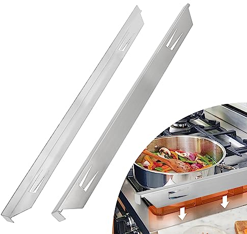 sourcing map Stainless Steel Stove Gap Covers (2 Pack), 23 Inch Kitchen Oven Gap Cover, Heat Resistant & Easy to Clean, Gap Filler Between Stove and Counter, Silver