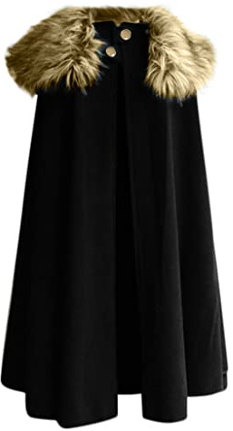 2023 Manteau Steampunk Gothique Homme Cape Rétro Pardessus Long Hiver Grande Taille Parka en Fausse Fourrure Veste Polaire Coupe-Vent à Col Roulé Manteau Chaud Pardessus Slim Fit Pull Pas Cher