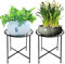 ZEECER Plant Stand, 2 Pack Round Plant Stands Indoor Outdoor, Retro Design 15'' Tall Plant Stand, Rust-proof Coated Metal Plant Pot Stand Flower Stands for Indoor Plants Patio Garden Home Decor Black