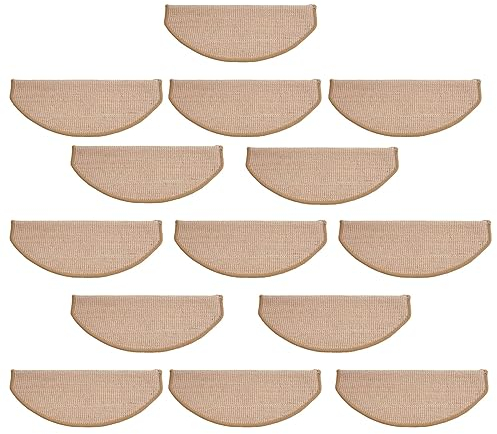 Stufenmatten Innen Sisal Teppich Halbrund Rutschfeste Treppenstufen Matten,Selbstklebend Treppenteppich Treppenläufer für Holzstufen,Trittschalldämmung Treppen Stufenteppich Treppenschoner ( Size : 15