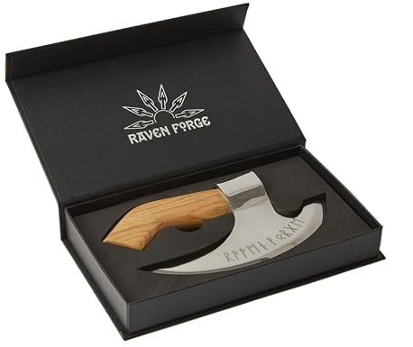 Raven Forge Original Pizza Axe - The Ultimate Pizza Cutting Tool. Real Heavy-Duty Forged Stainless Steel Axe Head & Double Bevel Blade with Crafted English Ash Handle.