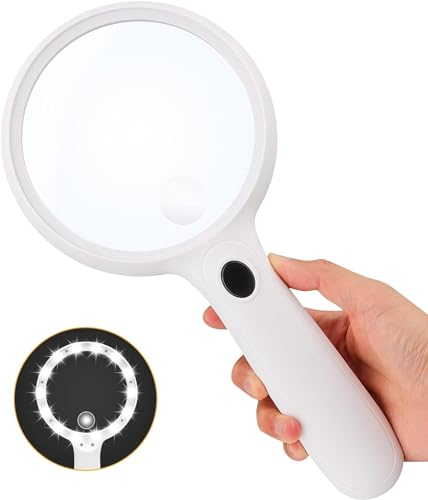 weswose Lupe mit Licht, 14 LED-Licht - 30X/60X Leselupe, Handlupe mit Doppellinse für ältere Menschen zum Lesen, Beleuchtete Lupe für Handwerk, Lesen, Inspektion, Münzen, Juwelier