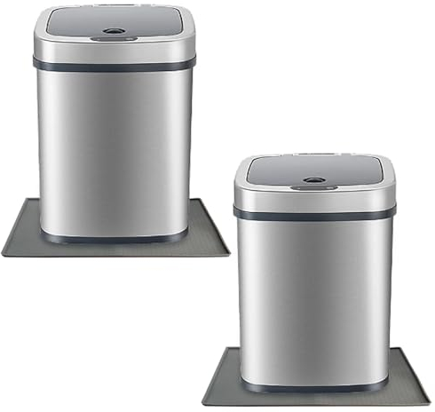 Hlimior 2 Pack Trash Can Mat, Under Garbage 11.8''x18.9'' Non-Slip Mat with Particles to Prevent Movement , Raised Lip Spills, Suitable for Kitchen, Office, Living Room