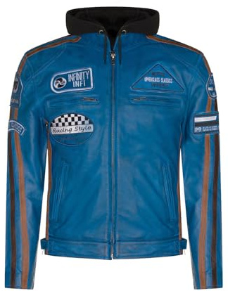Infinity Leather Herren Motorradjacke aus Echtem Rennen Nappaleder