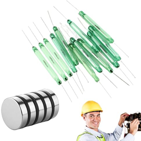 Contatto Reed,12pcsMagnetico Reed Interruttore,Magnete Vicino - Circuito di Rottura,Reed Interruttore,Normalmente Aperto Interruttore di Induzione,Interruttore a Induzione Magnetica Con 5pcs Magneti