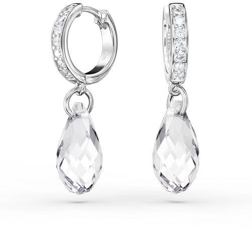 Schöner-SD Creolen Ohrringe 925 Silber mit 17mm Tropfen hängend crystal