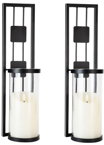 Homemory Black 2 Pack Wall Sconce Candle Holder, Rustic Metal Decor