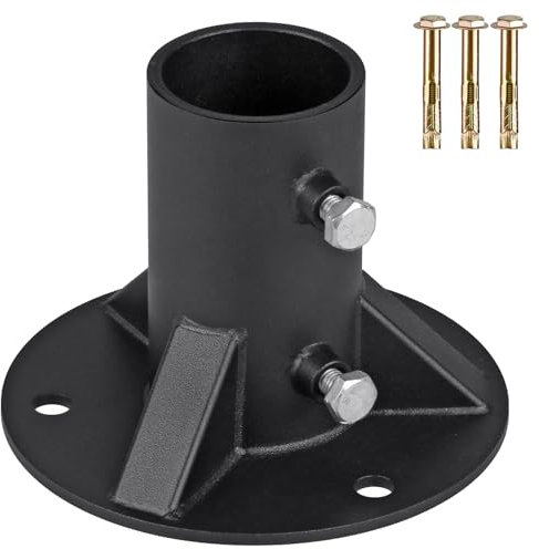 Insaga Chain Link Fence Post 2'' Floor Flange Base, Heavy Duty Round Fence Post Base, Chain Link Fence Parts for Metal Post with Floor Bracket, Mailbox Round Post Mount, Fit OD 1-7/8'' Pipe/Post