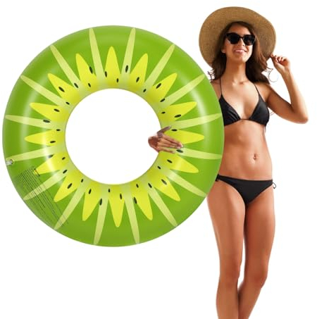 HeySplash Aufblasbarer Schwimmring, Haltbar Donut Schwimmreifen Luftmatratze für Pool Strand Partyzubehör Swimming, Sommer Float Zubehör Spielzeug für Erwachsene Kinder, 90cm Durchmesser, Grüner Kiwi