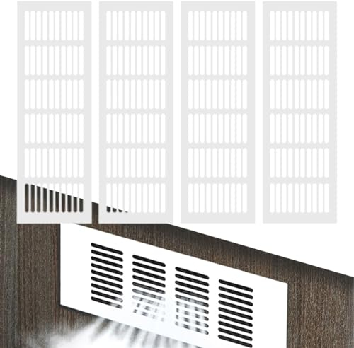 TNSRAY 4 Stück Badezimmerlüftung Lüftungsgitter Türlüftung, Ventilation Gitter Aluminium Ventilation Grille Rechteckig Lüftung Gitter Alumium Lüftungsgitter für Schränke Schuhschränke Küche, 8X30CM