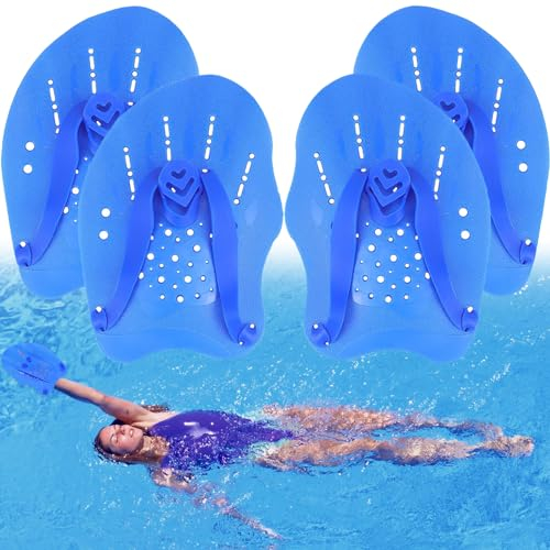 Palas de Natacion, 2 Par Palas de Mano para Natación, Palas Natacion Piscina, Palas de Mano de Entrenamiento de Natación, Palas De Natación con Correas Ajustables, Unisex Palas de Entrenamiento