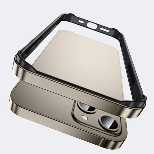 ADKOT Hybrid-Silikonrahmen, Aluminium-Metall-Handyhülle für iPhone 15, 14, 13, 12 Pro Max, bessere Wärme-Stoßstange, Titan, für 12ProMax