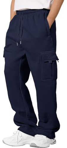 CMTOP Pantaloni Tuta Uomo Invernali Pantaloni Cargo in Pile Termici Pantalone Tuta Jogger Larghi Sportivi Pantaloni Casual Cotone Pantaloni Palestra con Tasconi e Coulisse