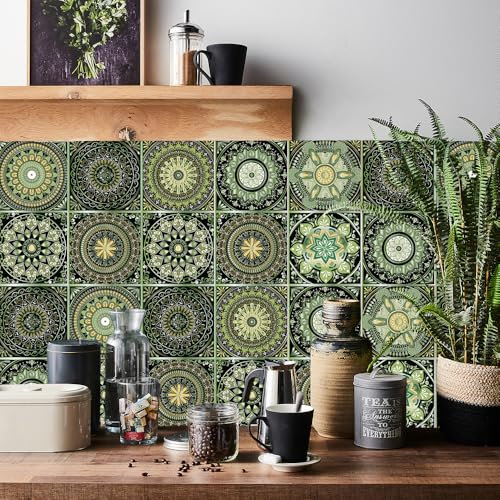 HORIWE Vintage Fliesenaufkleber Wandfliese Aufkleber 24 Stück Selbstklebende Tapete Fliesensticker Fliesen Wasserdicht Wandaufkleber für Küche,Bäder,Schrank,Möbel,Tisch