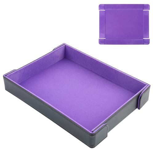 Buweeo Würfeltablett aus PU-Leder, magnetisch, faltbar, mit violettem Filzfutter für Würfelspiele, tragbare Tischplatte, Brettspiele, Tablett
