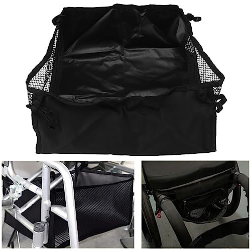 WPKD BLUEIY Rollstuhl unter Tasche,Untersitz Rollator Tasche,Beweglicher Unter Sitzkorb für Rollator Walker,Wasserdichte 600D Oxford Tuch Rollstuhltasche,für Senioren(Schwarz)