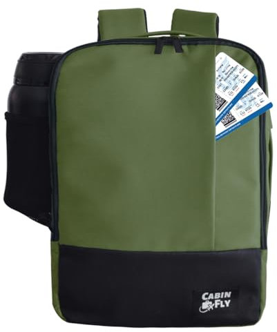 CabinFly Bellanca 40x30x15 cm SAS, Finnair Handgepäck Unter Sitz Fülltasche Rucksack KLM, Air France, British Airways, Iberia, 40x30x15cm (Khaki)
