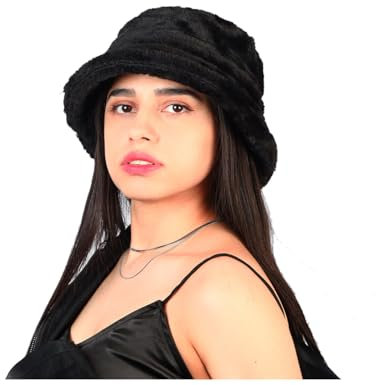 Eigso Modische Fuzzy Eimer Hut für Frauen Männer Unisex Vintage Pelz Plüsch Fischer Hut für Frau Mann