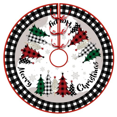 Tappeto per Albero di Natale, 120cm Gonna Albero di Natale, Rotondo Copri Base Albero Natale, Tappeto Albero di Natale per Sotto Albero di Natale Decorazione, Gonna per Albero di Natale(06)