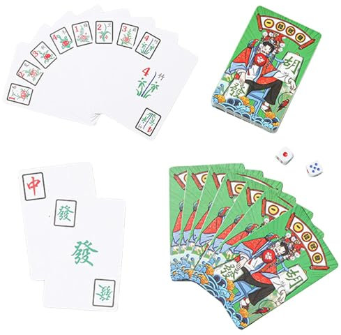 Generisch Mah Jongg-Karten, Mahjong-Spielkarte | Wasserdichtes klassisches Mahjong-Spielkarten-Brettspiel,Tragbare Mah-Jongg-Karten für Abendunterhaltung, Grillabende, Picknicks