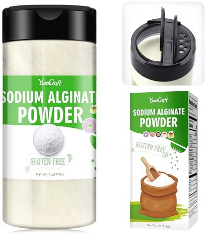 Sodium Alginate Powder - 114g Pure Sodium Alginate Food Grade Thickener Powder, Natural Gelling Agent for Desserts, Caviar Spheres Making, Ice Cream, Meatloaves, Vegan Stabilizer for Baking