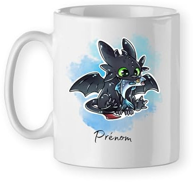 Mug tasse céramique bébé dragon furie nocturne, personnalisé avec prénom, cadeau mignon