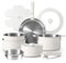 CAROTE 14pcs Pots and Pans Set, Stainless Steel Cookware Set Detachable Handle, Induction Kitchen Cookware Sets with Removable Handle, RV Cookware Set, Oven Safe, Camping Cookware, White
