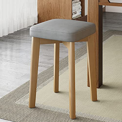 WLCNYL Stapelbare Barhocker in Thekenhöhe im Landhausstil, Küchenhocker aus grauem Holz mit weichem Kissen, moderner Esszimmerhocker für Kücheninseln, Barstühle ohne Rückenlehne (12 x 12 x 18 Zoll