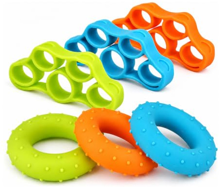 Xiciki 6 Pièces Hand Grip Strengthener, Musculation Main et Exerciseur De Doigts, Grip Ball Silicone Renforcement de la Force De Préhension, Balle Reeducation Main pour Avant-Bras, Fitness, Escalade