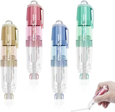 BELLALICHT 4 Stück Nachfüllbare Einziehbare Korrekturband, 6m X 5mm Einziehbare Korrekturbänder Korrekturmaus, Einfach zu Verwenden, Mini Korrekturroller für Büro Heimbüro Oder Schule