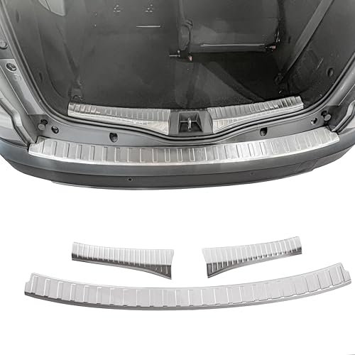 RECAMBO Ladekantenschutz Set Edelstahl kompatibel für Dacia Jogger | BJ ab 2021 - matt gebürstet mit Textur - Styling und Schutz für die Stoßstange
