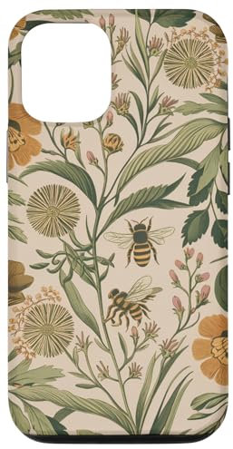 Hülle für iPhone 12/12 Pro Biene und Wildblumen Boho Modern auf Beige