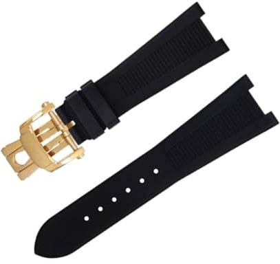 IORUYB Für Nautilus Armband 5711/5712 Original Interface Armband 25-12 MM Für Patek Philippe FKM Fluorkautschuk Uhrenarmbänder Zubehör Strap(Black)