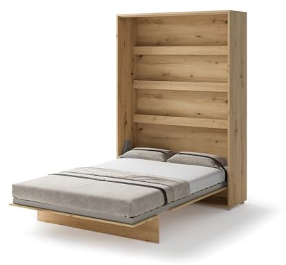Friderik Bed Concept BC-01 Wandklappbett Vertikal Schrankbett mit Matratze, 140x200 cm (Artisan-Eiche)