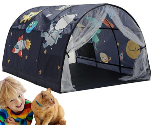 Kinderbett - Sterne, Mond und Weltraum Baldachin | Spielzimmer für Kinder, thematische Schlafnetze für Jungen und Mädchen, Mücken für Kinder, Sternenbett für Kinder, dec