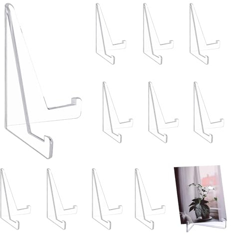 ZcrPrn Card Display Stand, 12Pcs Acrylic Card Stand, Clear Trading Card Display Mini Easel Holder for Display Card Holder, Challenge Medals, Photo Display