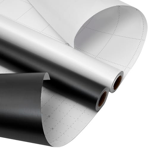 2 Rollen 43 cm x 8 m Geburtstagsgeschenkpapier, schwarz-weiß, einfarbig, perlmuttglänzend, für Hochzeiten, Weihnachten, Geburtstage, Partys und Feste