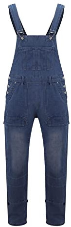 Salopette Jeans Uomo Gamba Larga - Salopette da Lavoro Uomo Jeans Pantaloni in Denim Tendenza Semplici Versatili Abbigliamento da Cargo con Molte Tasche vestibilità Ampia L'Uso Quotidiano