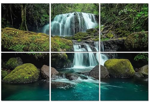 6 Pack Acoustic Foam Panels Sound Proofing Panels beautiful waterfall green forest jungle Acoustic Wall Panel Soundproofing for Livingroom Nursery Room 72x48 Home Decor