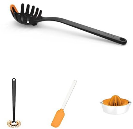Fiskars Pastalöffe + Fiskars Spiralbesen + Fiskars Teigschaber + Fiskars Zitruspresse