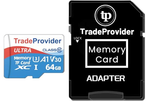 TradeProvider TF Memory Card, Up to 140MB/s Read Speed, A1, C10, U3, V30, 4K Video Recording, for Smartphones Drones Tablets Dash Security Cameras (64GB and Adapter, 64GB)