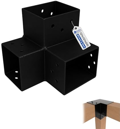 GeZu Impex Pfostenverbinder Y 121x121 mm Schwarz Pulverbeschichtet Pergola Eckverbinder 3-Wege Rechtwinkel Eckverbinder Pavillon DIY Holzbauwinkel Holzverbinder