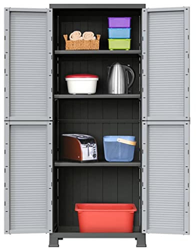 MOBCANT Kunststoffschrank 68x39x171,5 cm, Mehrzweckschrank Werkzeugschrank Schrank abschließbar Schrank Plastik Geeignet für Bauernhaus Garten Weide Farm