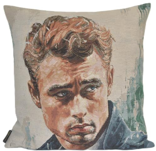 Yve! decoration Dekorative Kissenhülle mit Kunstdruck, 45x45 cm, Vintage Portrait Design (James)