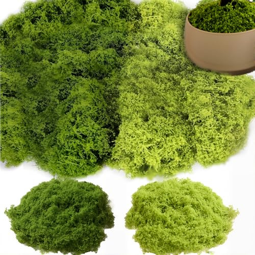 Sariputa Espuma artificial de 100 g para decoración y bricolaje, musgo artificial verde oscuro para pared de bricolaje, guardería, acuario, modelo de belén, Navidad verde oscuro, 50 g + verde claro 50