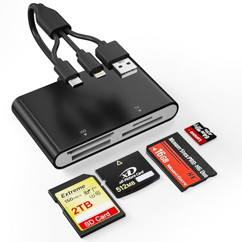 Memory Stick Pro Duo Adapter - SD/MS/XD/TF Sony Cybershot SD Memory Stick Pro Duo Reader for iPhone 17 16 15 14/Android/PC, 4 in 1 Memory Card Digital Camera Adapter