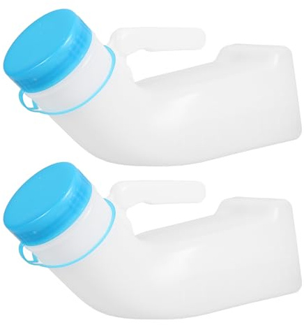 VOSAREA 2 Stück Pack Herren Urinal 1000 ml aus PE Kunststoff mit Auslaufsicherem Deckel Tragbares Urinal für Reisen Camping und Pflege