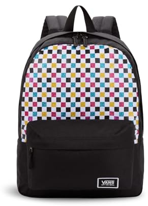 Vans Womens Girls Unisex Off The Wall Glitter Checkered Backpack Rucksack in Black