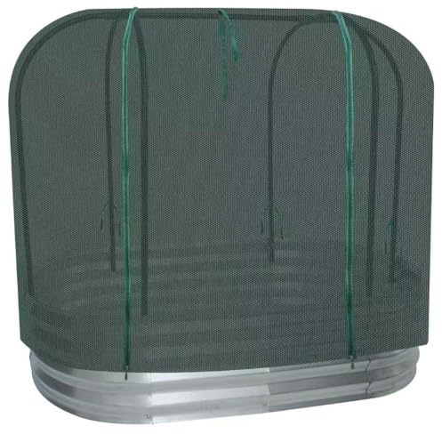 Terre Jardin Carré potager surélevé acier galvanisé avec filet | Bac de jardinage surélevé en acier galvanisé 120 x 60 cm, hauteur 110 cm avec filet de protection zippé anti-nuisibles